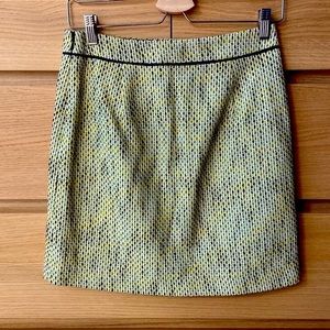 Banana Republic Yellow Black Tweed Mini Skirt Size 0